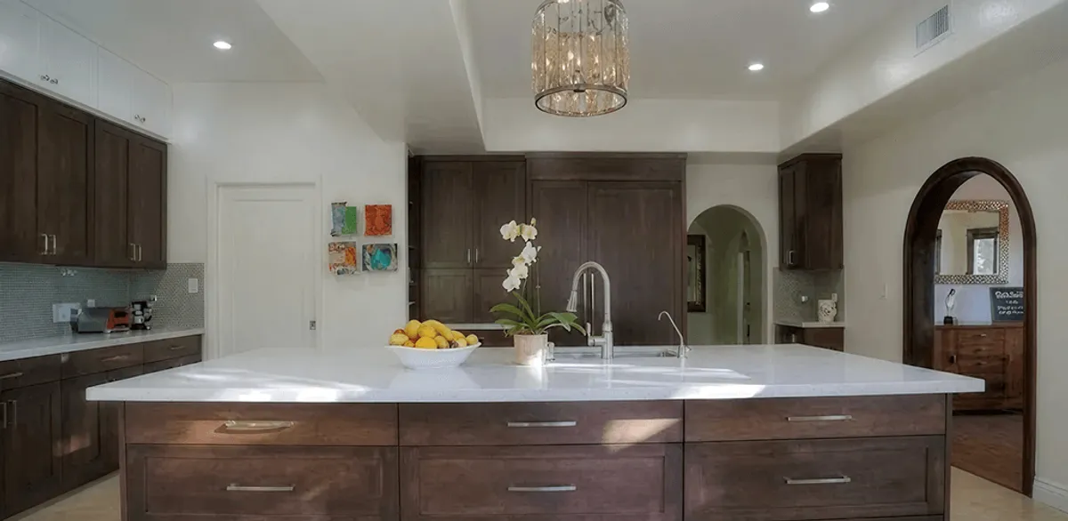 Cabinet refacing project with updated kitchen cabinets and island in New Haven, CT